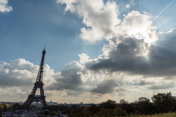 istock Panoramic Eiffel Tower vista taken from Trocadero in October 876219580
