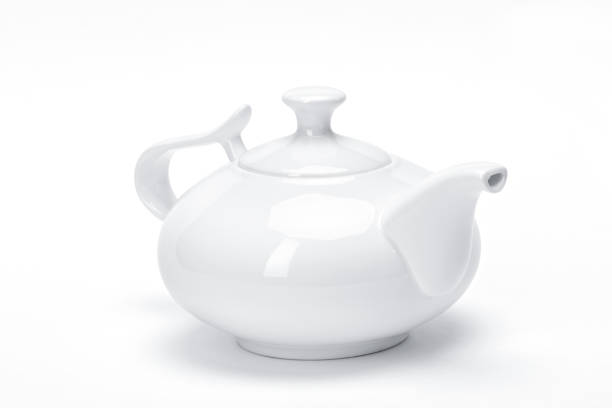 istock blank template porcelain tableware for your design, white ceramic teapot  white background 876219802
