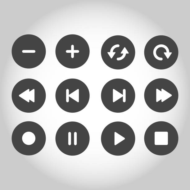 istock Navigation buttons of the media player. Vector image set of multimedia icons. 876229456