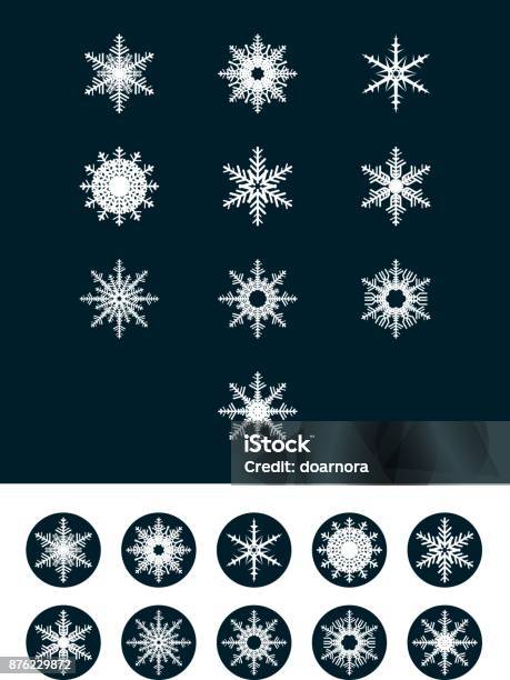 Set Of Snowflakes Stock Illustration - Download Image Now - Abstract, Badge, Celebration