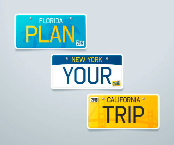 Plan Your Trip License Plates Plan your trip license plates concept with space for your text. new york state license plate stock illustrations