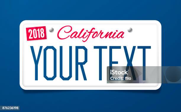 California License Plate Stock Illustration - Download Image Now - License Plate, California, Car