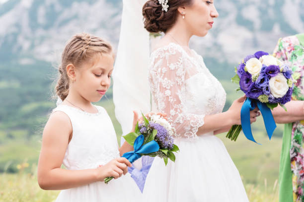 istock Little daughter next to her mother who is getting married 876240686