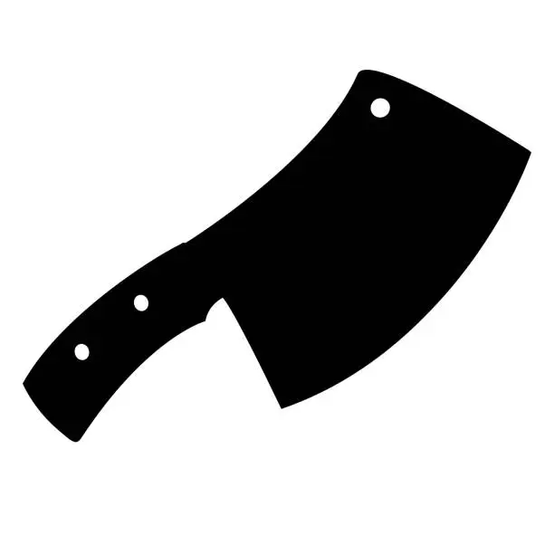 Vector illustration of Black icon ax. Meat axe. Kitchen hatchet for meat cutting. Vector illustration.