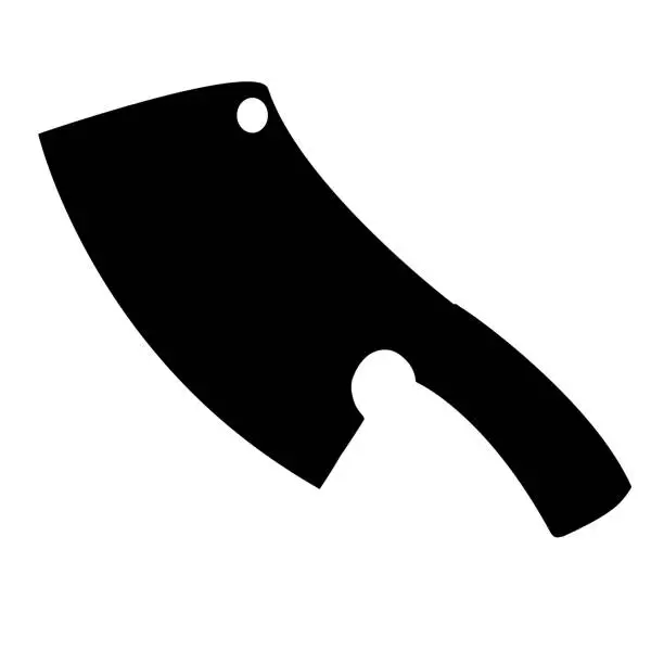 Vector illustration of Black icon ax. Meat axe. Kitchen hatchet for meat cutting. Vector illustration.