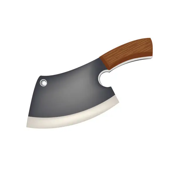 Vector illustration of Meat axe. Kitchen hatchet for meat cutting. Vector illustration.