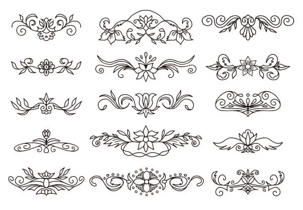 Vector illustration of Retro Decorative Elements Scroll Dividers