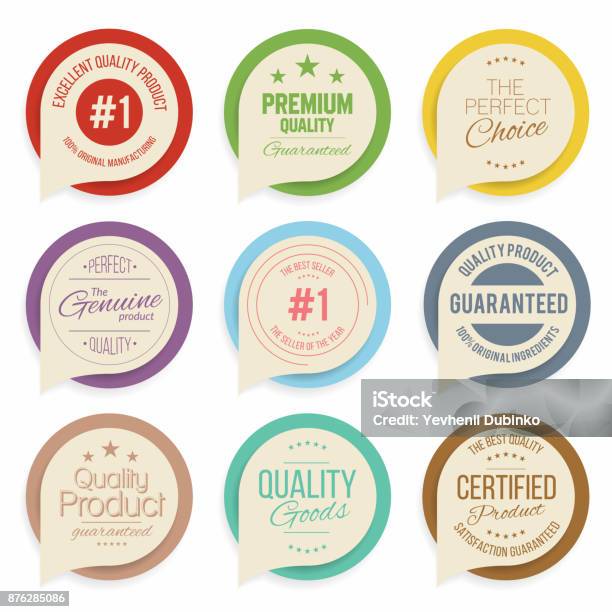 Badges And Labels Collection Quality Assurance Marks Stock Illustration - Download Image Now