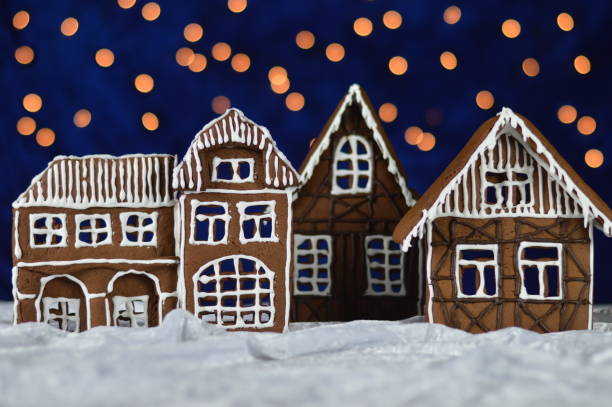istock home made gingerbread village with bokeh sky 876292348