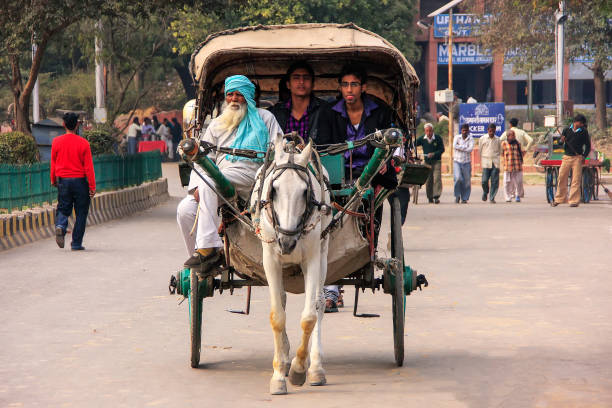 People Riding In A Horse Cart In Agra India Stock Photo - Download Image  Now - Adult, Agra, Asia - iStock