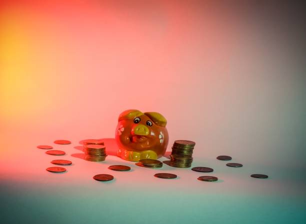 istock Merry red pig will save your money 876308928