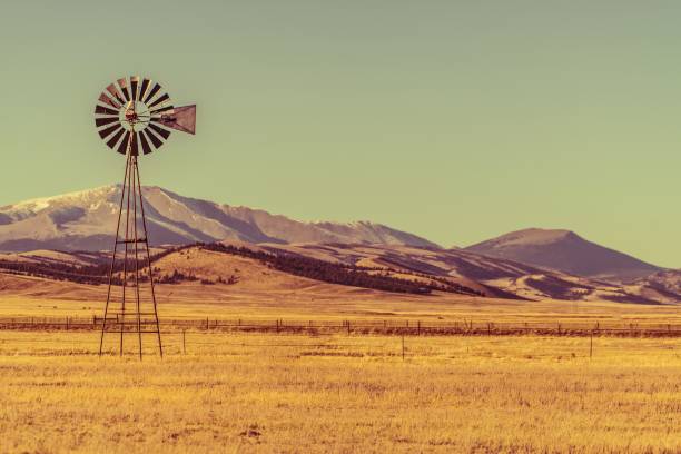 Colorado Countryside Landscape During Fall Time. Surrounding Mountains Covered By First Snow.