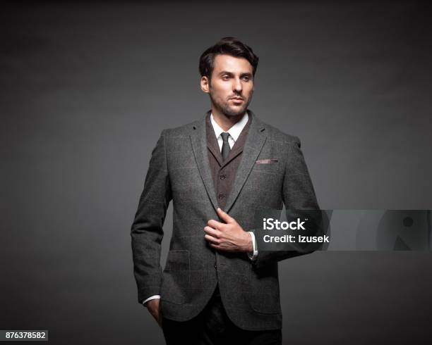 Handsome Young Businessman In Suit Stock Photo - Download Image Now - Fashionable, Men, Only Men