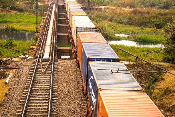 istock Image of train and its rail rail track 876397410