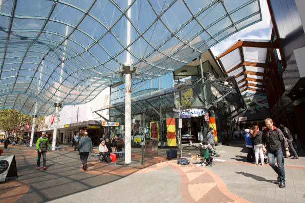 A view down Victoria Streets Shopping Mall in Hobart Tasmania. Founded in 1804 as a Penal Colony, now a major Tourist hub.