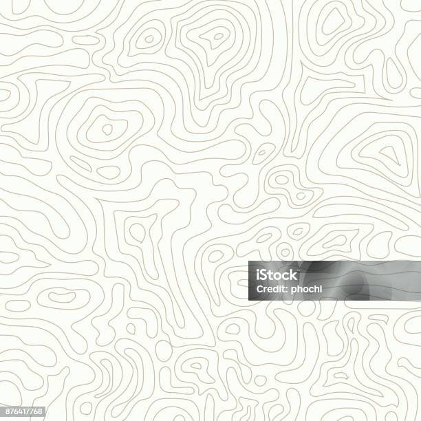 Topographic Map On Light Brown Background Stock Illustration - Download Image Now - Striped, Topography, Abstract