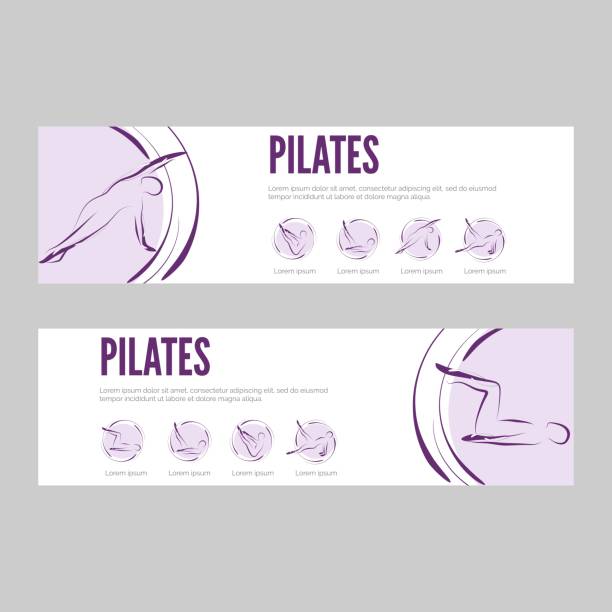 Pilates web banners Pilates web banners pilates stock illustrations