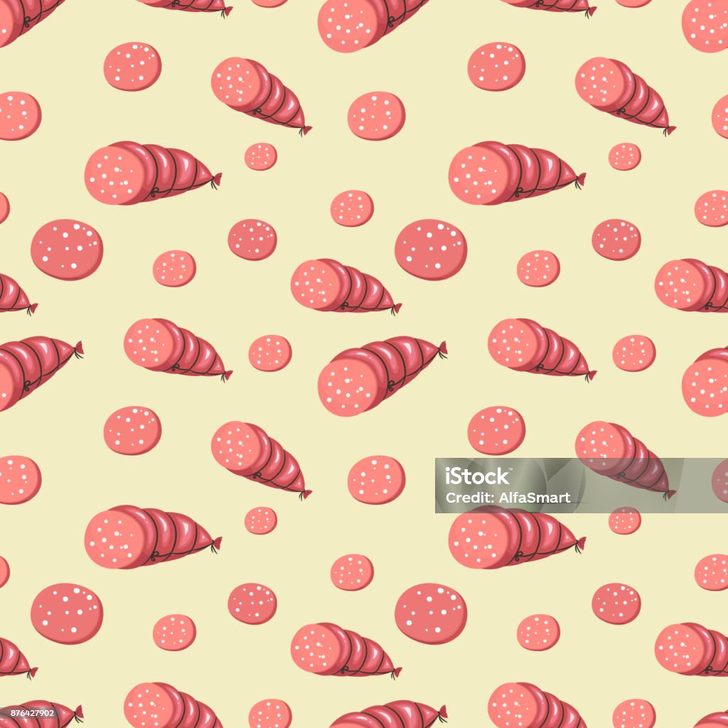 Salami Pattern Seamless Pattern With Salami On A White Background Stock Illustration ...