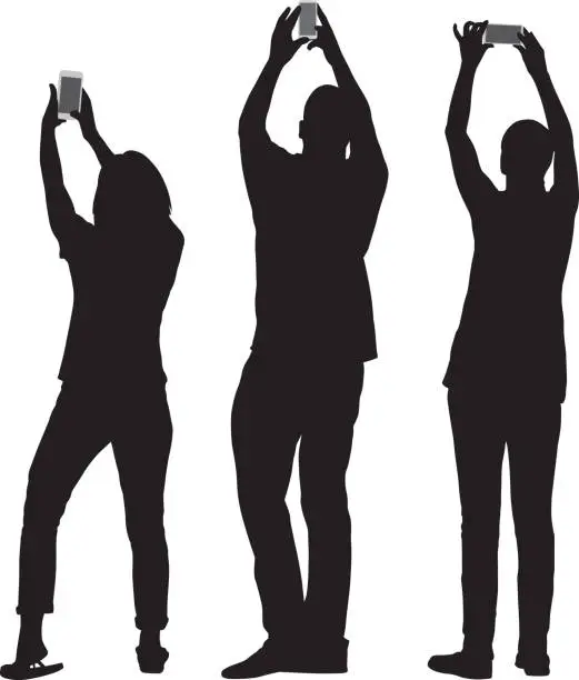 Vector illustration of Three People Taking Pics With Smart Phones