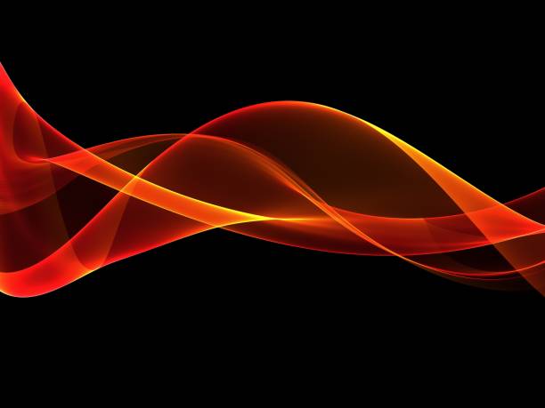 istock Abstract background with orange hot wavy lines on black background 876428392
