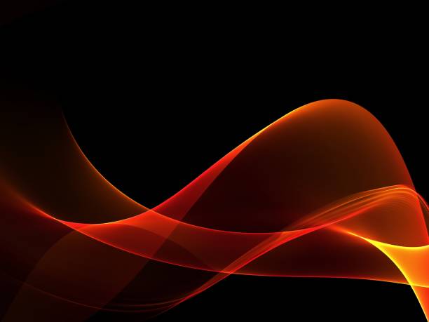 istock Abstract background with orange hot wavy lines on black background 876428430