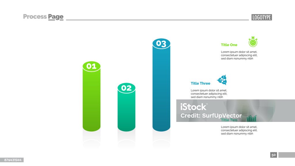 Bar Chart with Three Elements Template Bar chart with three elements. Cylinder diagram, graph, layout. Creative concept for infographics, presentation, project, report. Can be used for topics like business, analysis Architectural Column stock vector