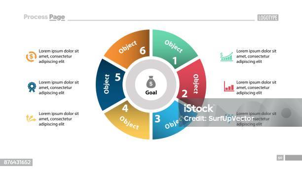 6 Part Graph Pie Chart With Six Parts Template Stock Illustration - Download Image ...