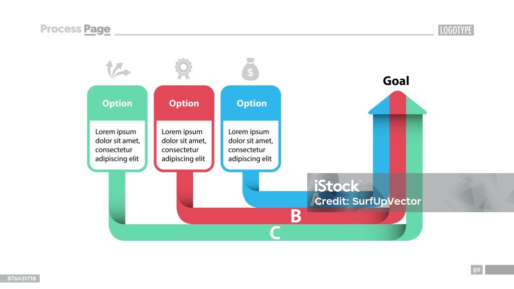 Three Option Matrix Three Options Arrow Chart Slide Template Stock Illustration - Download ...