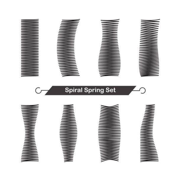 illustrazioni stock, clip art, cartoni animati e icone di tendenza di set di molla a spirale. illustrazione vettoriale - springs spiral flexibility metal