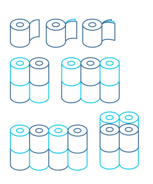 Vector illustration of Toilet paper rol set icon. collection Symbol for packing. Vector illustration