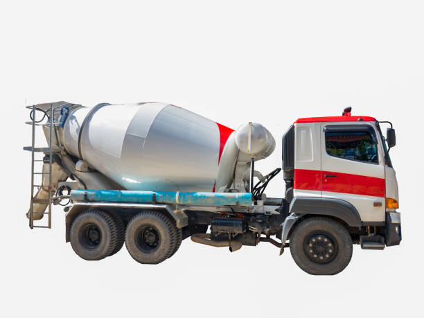 istock Cement truck mixer cement isolated clipping path white background. 876443010