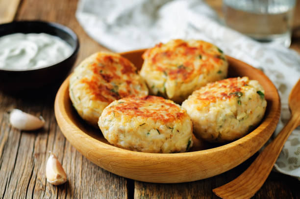 chicken rice cabbage cutlets - turkey burger imagens e fotografias de stock