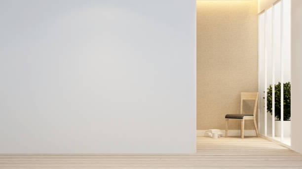 istock living room and balcony in apartment or hotel - Interior Design - 3D Rendering 876452590