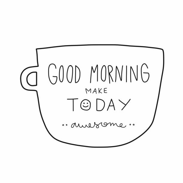 Good morning make today awesome word on white cup cartoon Good morning make today awesome word on white cup cartoon illustration doodle style wednesday morning stock illustrations