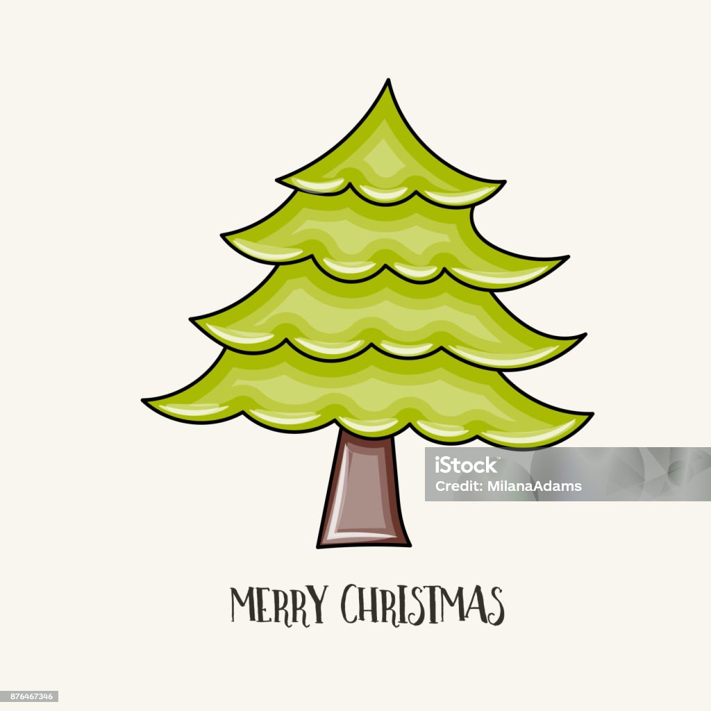 Ilustración de Árbol De Navidad Vector De Estilo De Dibujos Animados y más  Vectores Libres de Derechos de Brillante - iStock