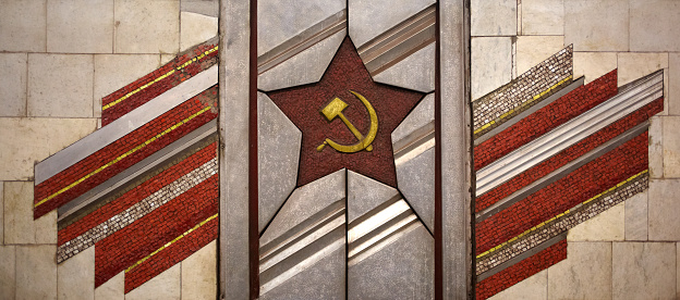 Red star sickle and hammermosaic in the metro of Kiev metro