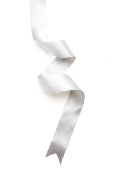 istock silver ribbon bow in bright silver white grey color isolated on white background 876474030