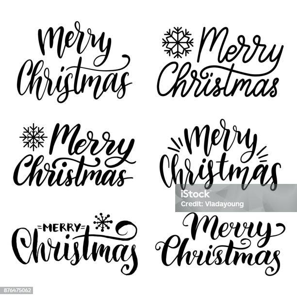 Vetores de Vector Conjunto De Caligrafia Manuscrito Feliz Natal Coleção De Letras De Natal E Ano Novo e mais imagens de Natal