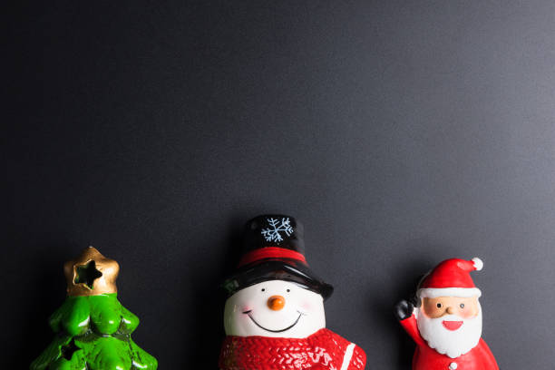 istock Christmas decorations on black background with copy space.Christmas day concept. 876481134