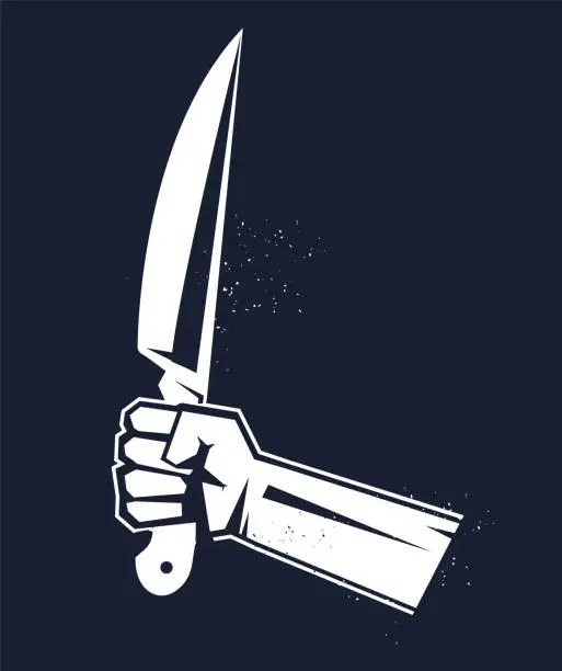 Vector illustration of Hand holding knife