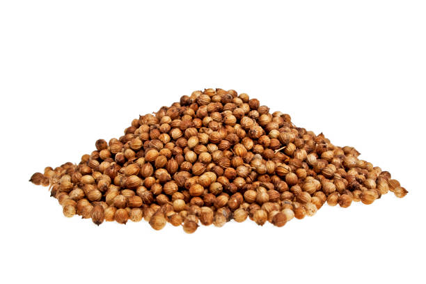 istock Heap coriander seeds on a white background 876485002