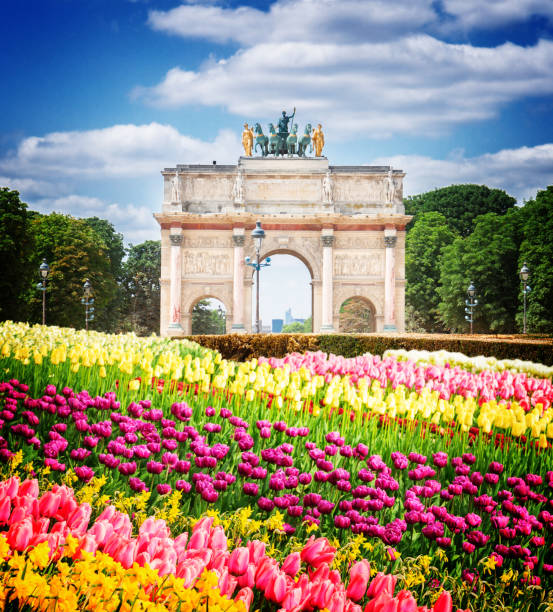 arco de triunfo del carrusel de parís - arc de triomphe du carrousel fotografías e imágenes de stock