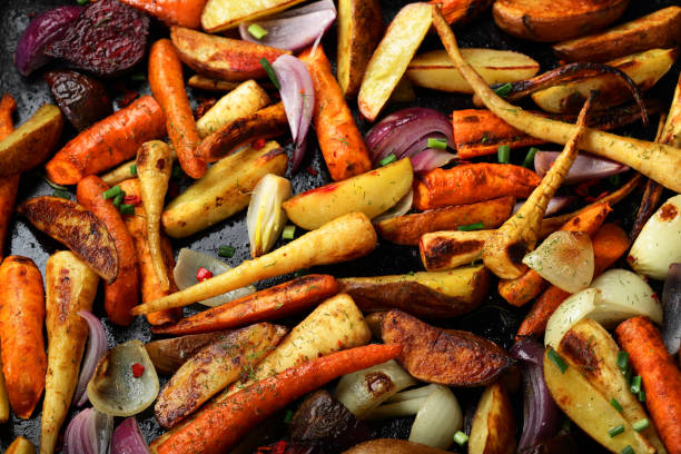 istock Oven baked vegetables, food 876486042