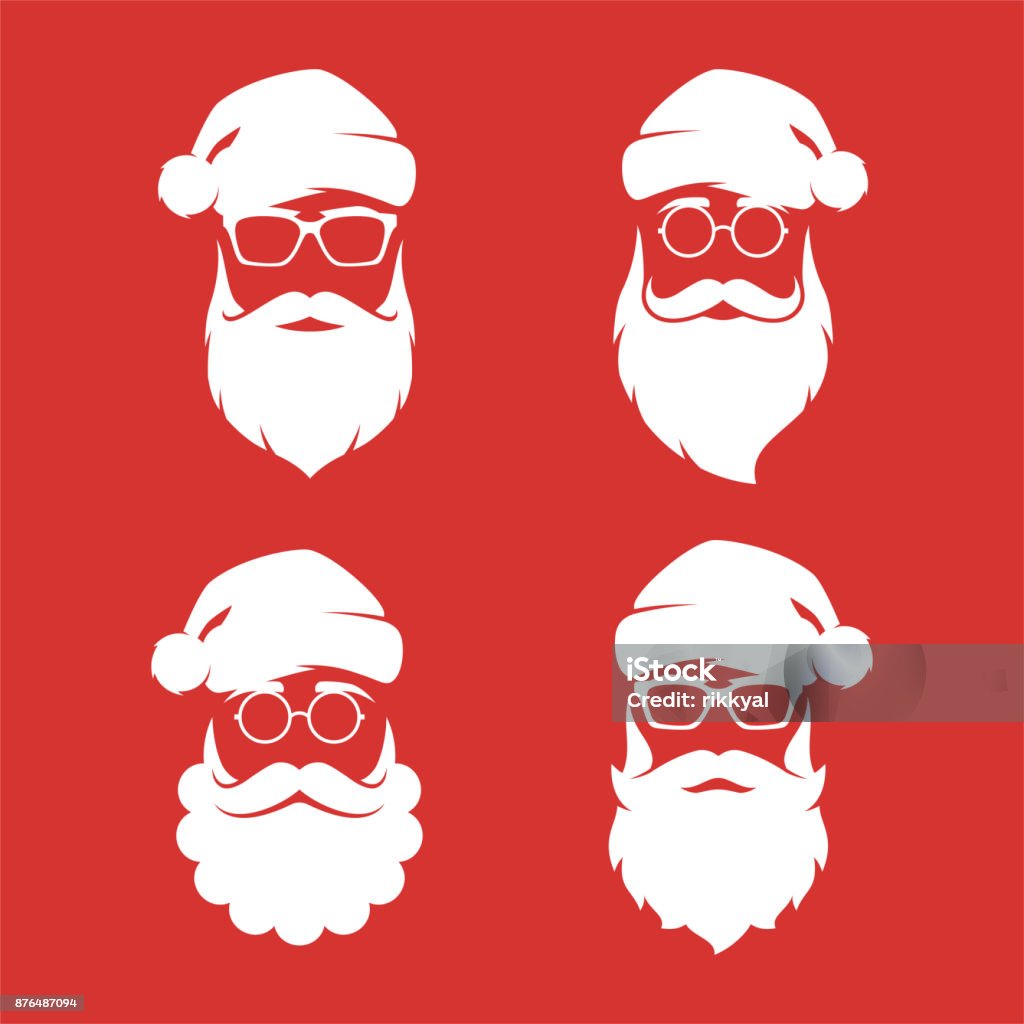 Sammlung von vier Hipster Stil Weihnachtsmann Silhouetten. - Lizenzfrei Weihnachtsmann Vektorgrafik