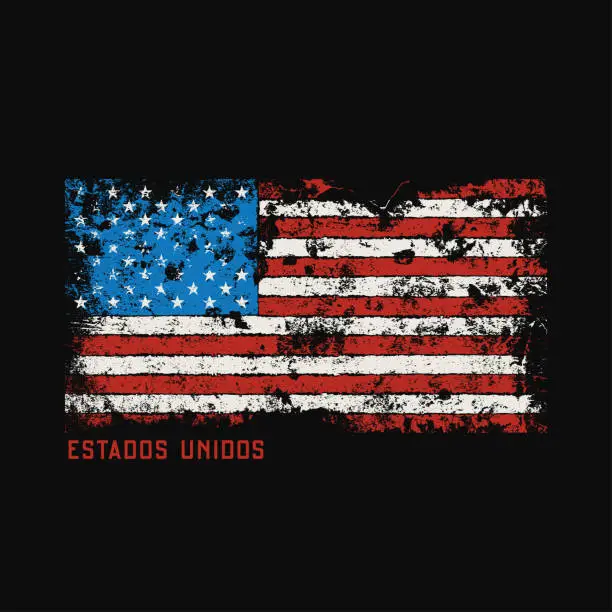 Vector illustration of Estados unidos t-shirt and apparel design with grunge effect.