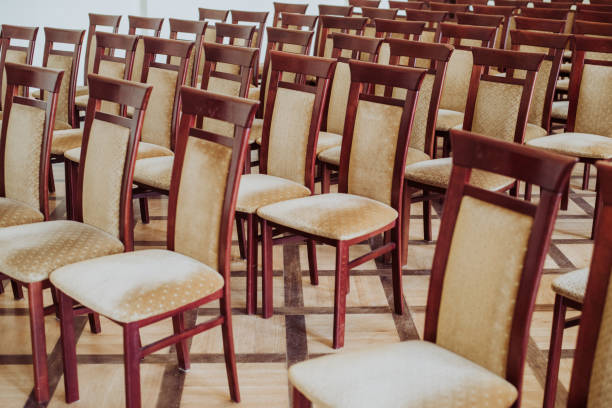 istock empty class room, close up on chair, vintage effect 876508058