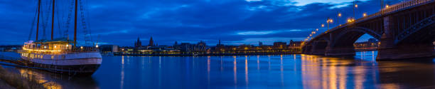 istock Rhine Riverbank in Mainz, Panorama at Night 876523396