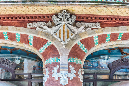 Detail of Palau de la Musica Catalana, Barcelona, Catalonia, Spain