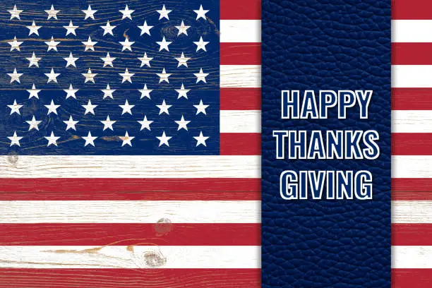 happy thanksgiving, greeting card with us flag
