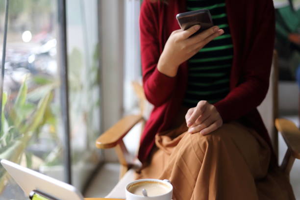 istock The woman using a smartphone in cafe 876542886